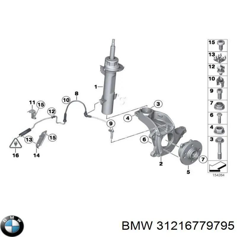 31216779795 BMW muñón del eje, suspensión de rueda, delantero izquierdo