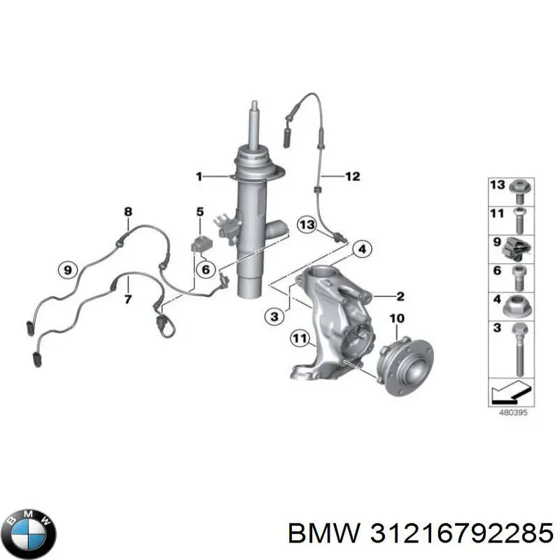 Muñón del eje, suspensión de rueda, delantero izquierdo para BMW 2 (F23)
