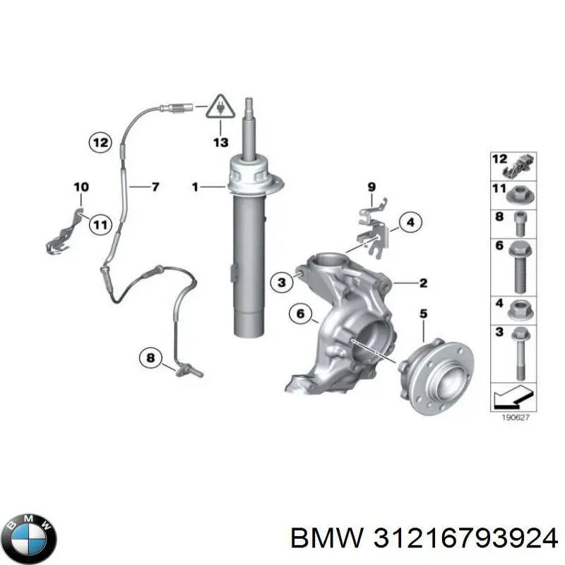 31216793924 BMW muñón del eje, suspensión de rueda, delantero derecho