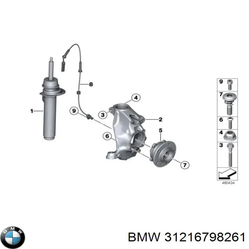 31216798261 BMW muñón del eje, suspensión de rueda, delantero izquierdo