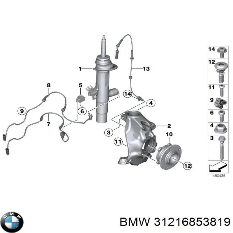 31216853819 BMW muñón del eje, suspensión de rueda, delantero izquierdo