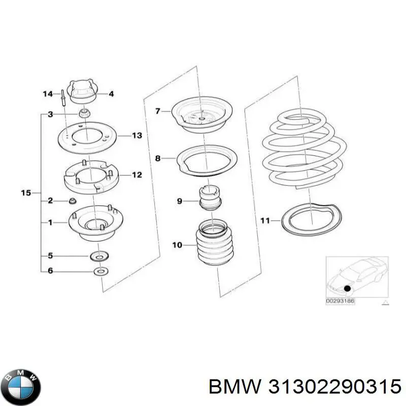 31302290315 BMW caperuza protectora/fuelle, amortiguador delantero