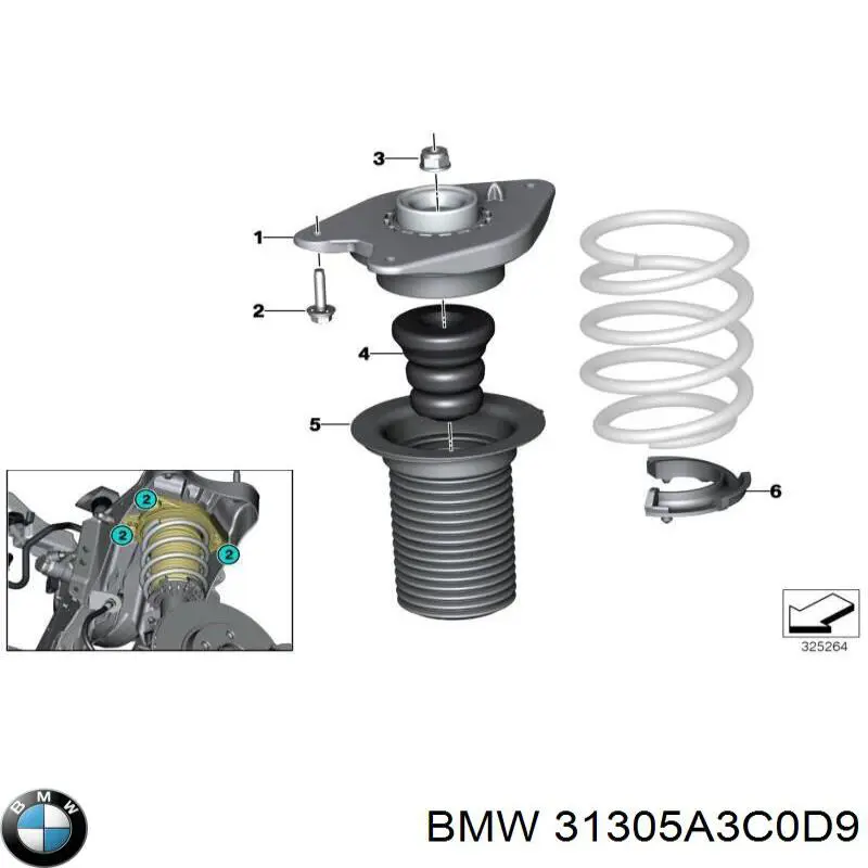 Soporte del amortiguador delantero BMW 31305A3C0D9 precio, desde 77,52 EUR