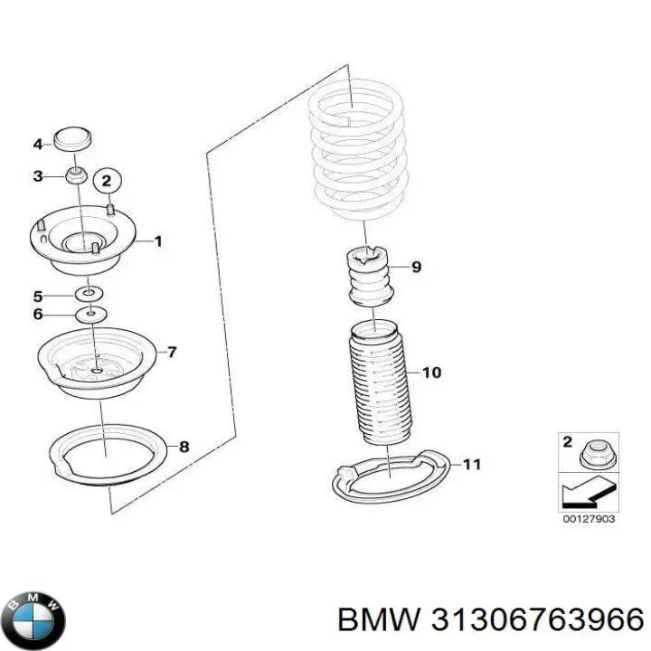 Arandela superior del inyector 31306763966 BMW