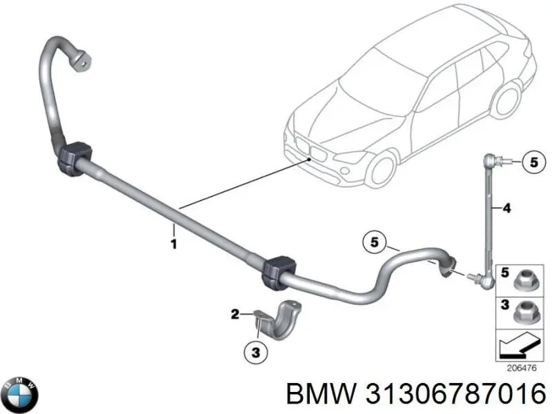 31306787016 BMW soporte del estabilizador delantero