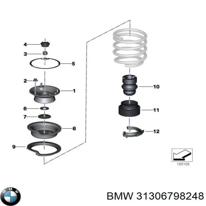Caperuza protectora/fuelle, amortiguador delantero BMW 31306798248