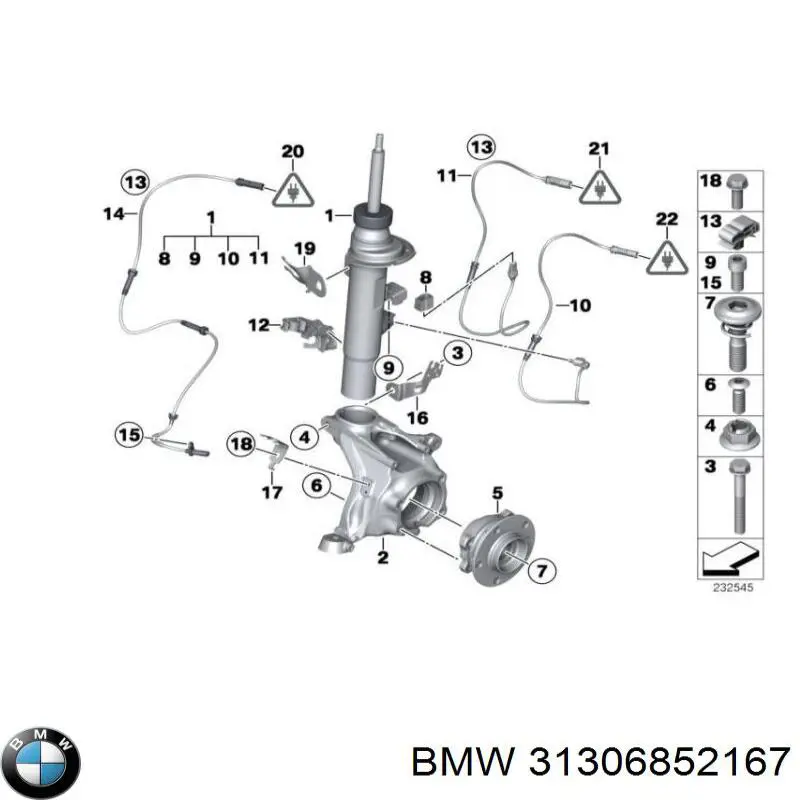 Comprar 31306852167 BMW Soporte del amortiguador delantero