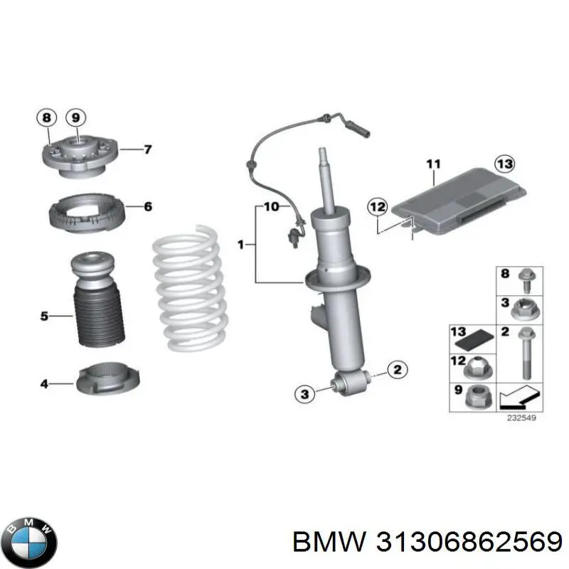 Comprar 31306862569 BMW Aislador de resorte delantero superior
