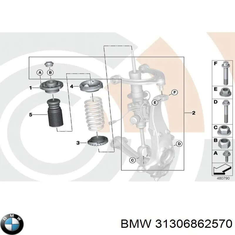 31306862570 BMW caja de muelle, eje trasero, inferior