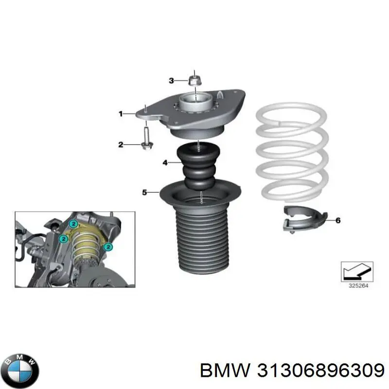 Soporte del amortiguador delantero BMW 31306896309 precio, desde 53,88 EUR