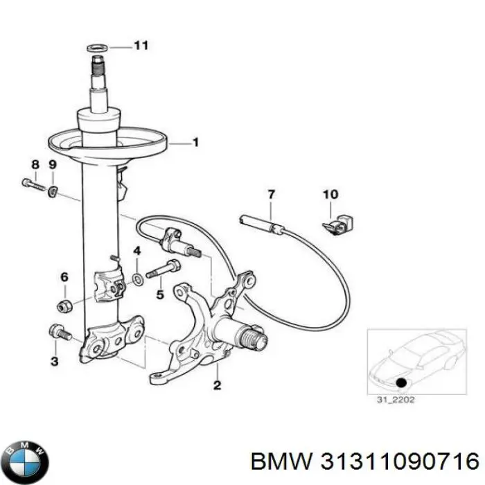 31311090716 BMW amortiguador delantero derecho