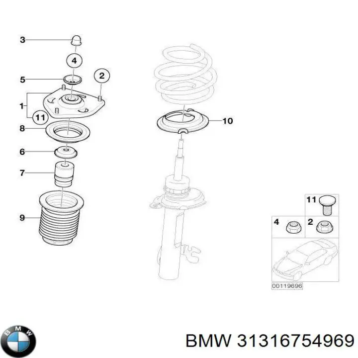 31316754969 BMW caperuza protectora/fuelle, amortiguador delantero