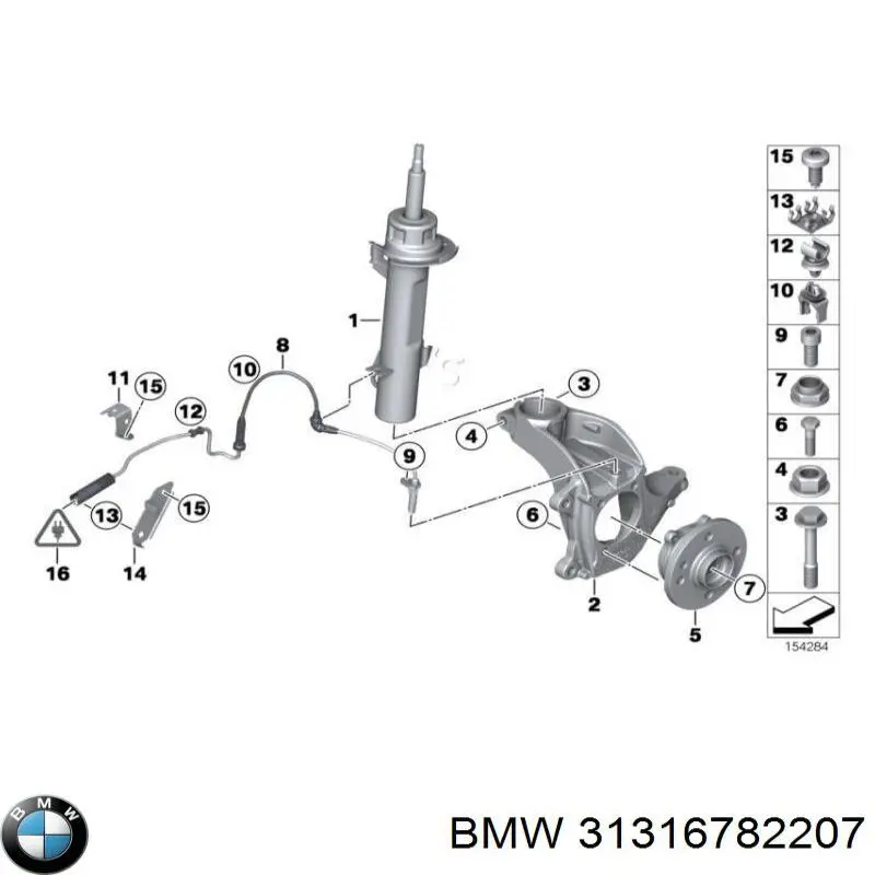 31316782207 BMW amortiguador delantero izquierdo