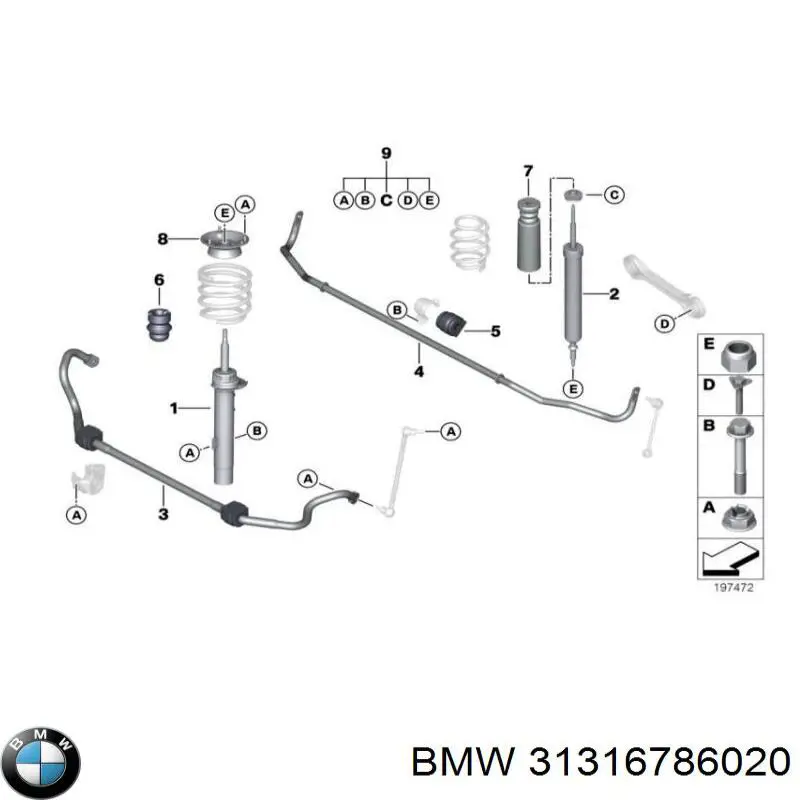 31316786020 BMW amortiguador delantero derecho