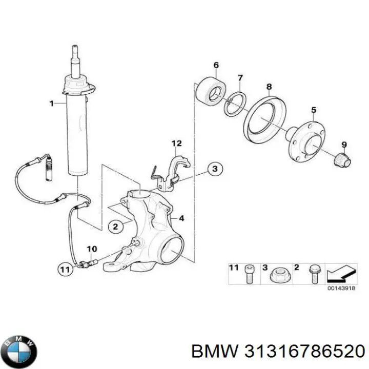 31316786520 BMW amortiguador delantero derecho