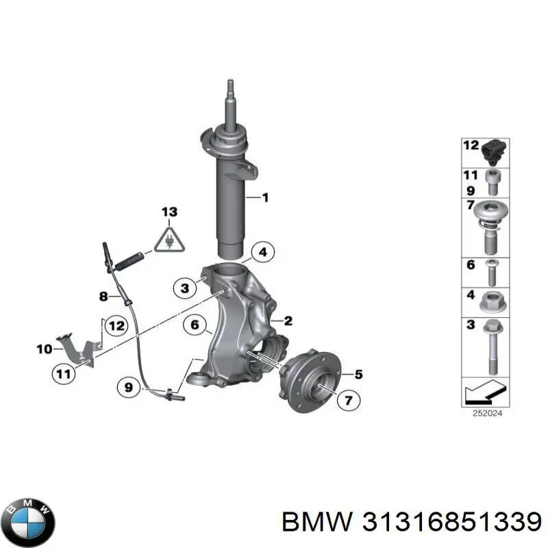 31316851339 BMW amortiguador delantero derecho
