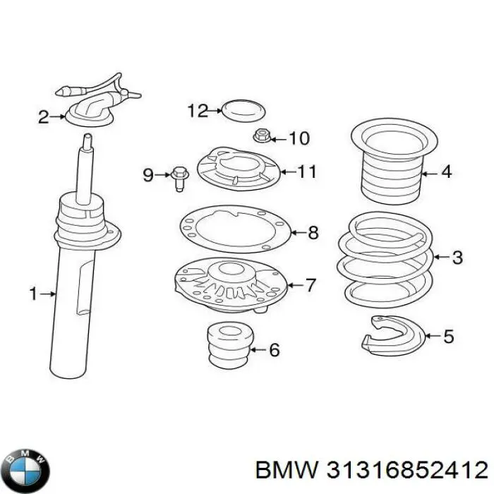 31316852412 BMW amortiguador delantero derecho