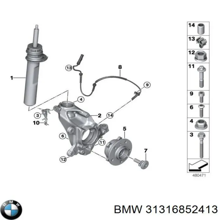 31316852413 BMW Amortiguador frontal izquierdo