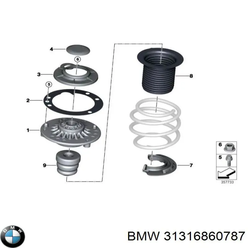 31316860787 BMW tope de amortiguador delantero, suspensión + fuelle