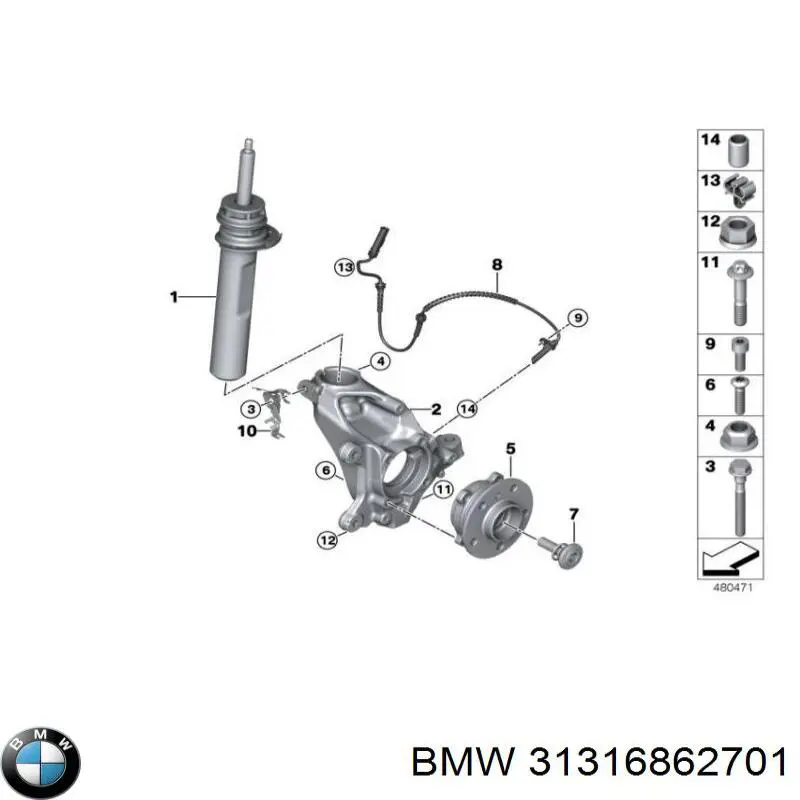 6862701 BMW amortiguador delantero izquierdo