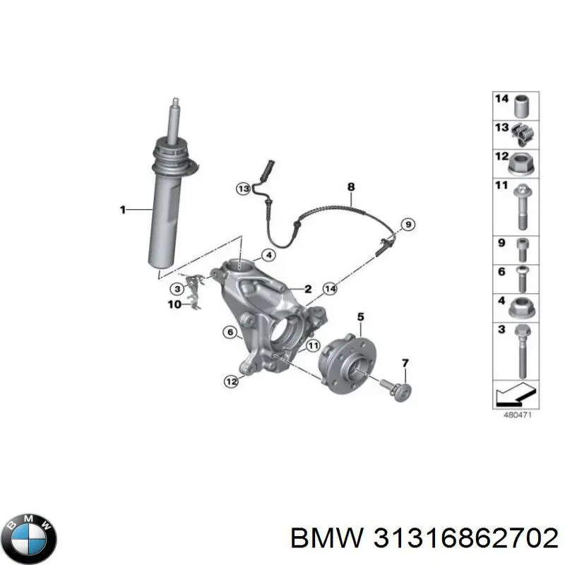 31316862702 BMW amortiguador delantero derecho