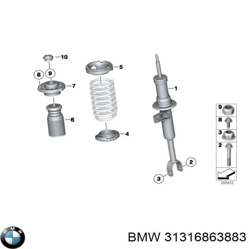 Amortiguador delantero izquierdo BMW 31316863883 precio, desde 85,26 EUR