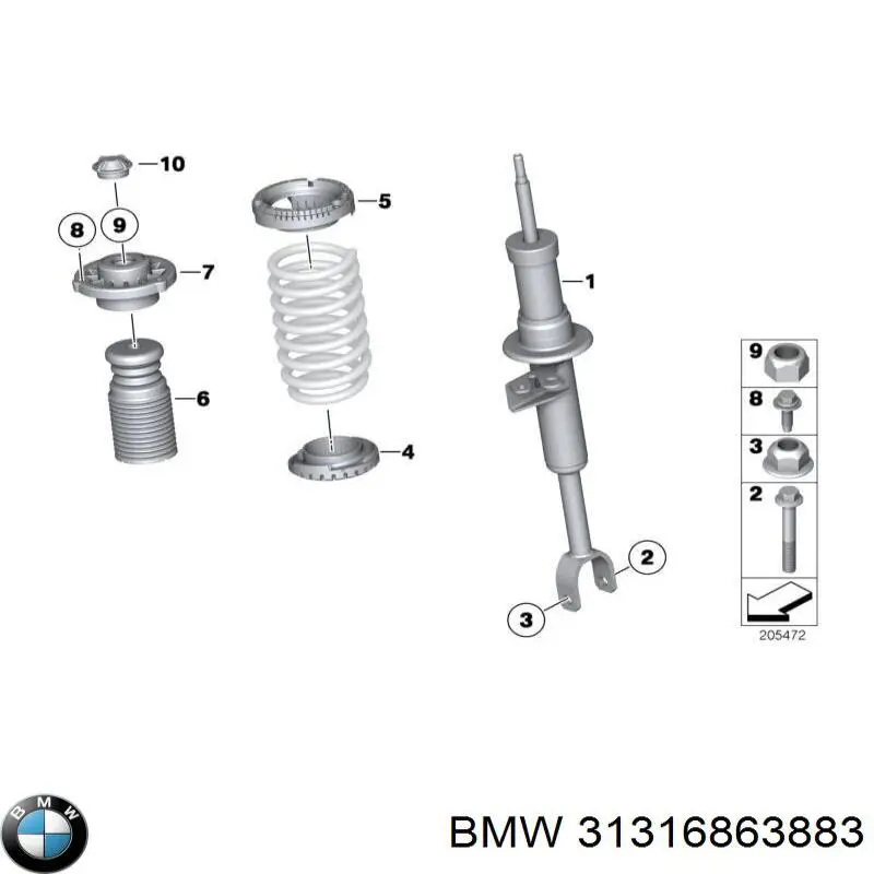 31316863883 BMW amortiguador delantero izquierdo