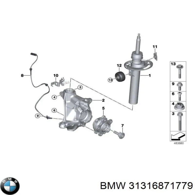 Amortiguador frontal izquierdo para BMW X4 (G02, F98)