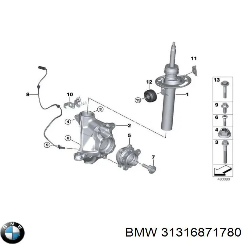 31316871780 BMW amortiguador delantero derecho