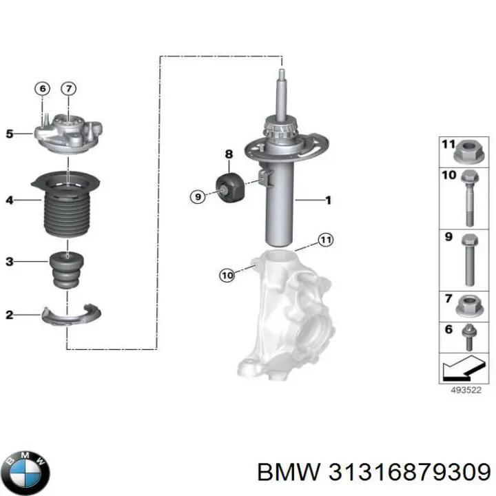 Amortiguador delantero izquierdo BMW 31316879309 precio, desde 148,51 EUR