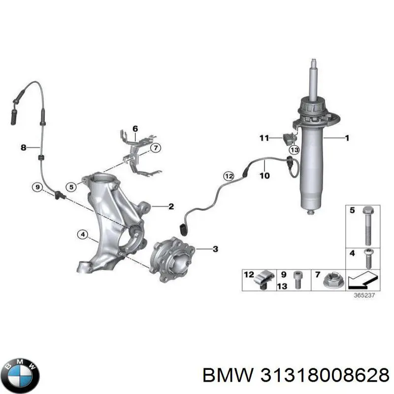 31318008628 BMW amortiguador delantero derecho