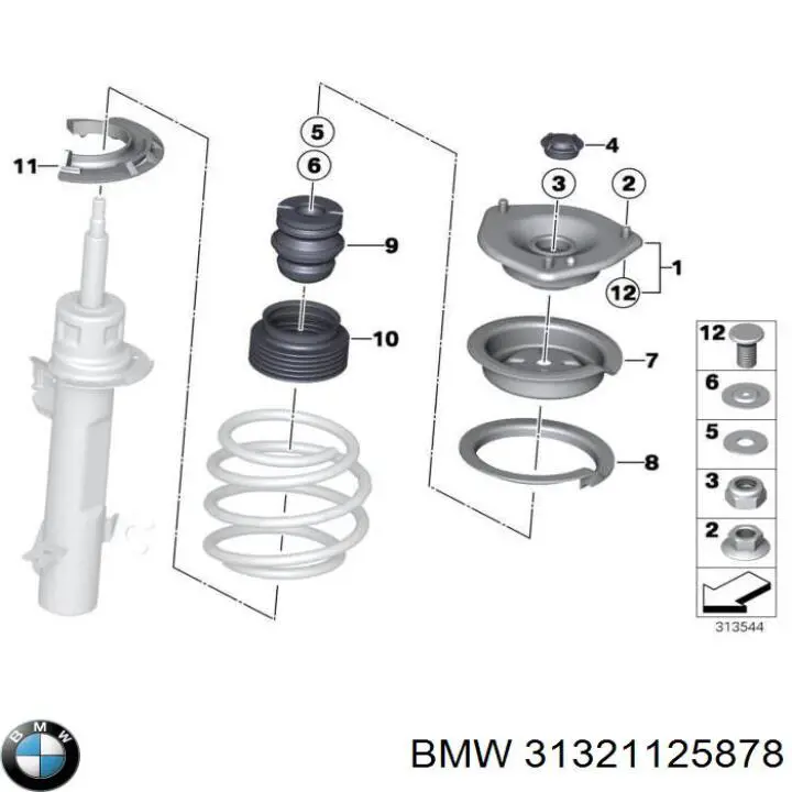 Caperuza protectora/fuelle, amortiguador trasero  BMW 31321125878