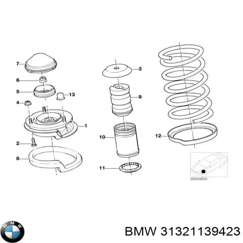 Rodamiento, copela amortiguador delantero para BMW 3 (E46)