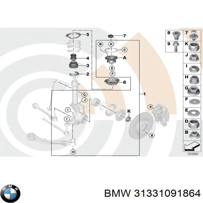Espaciador de goma inferior del resorte delantero BMW 31331091864 precio, desde 6,84 EUR