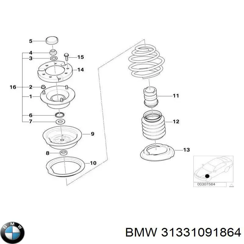 Espaciador (Anillo De Goma) Muelle Inferior Delantero para BMW 3 (E46)