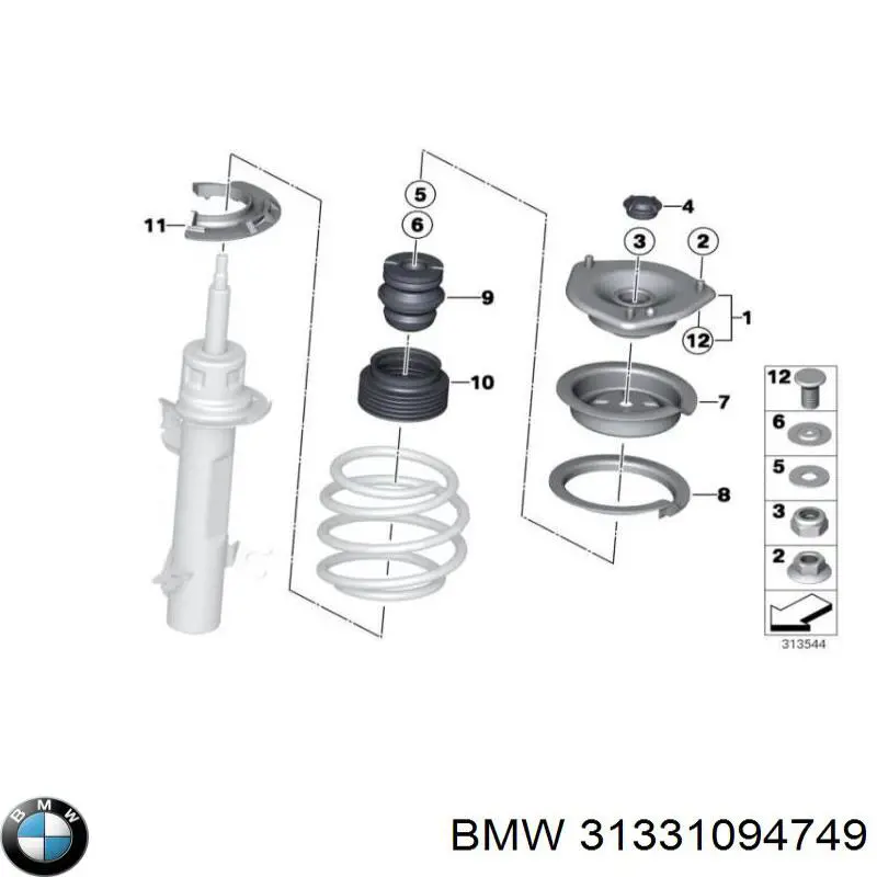Caperuza protectora/fuelle, amortiguador delantero BMW 31331094749
