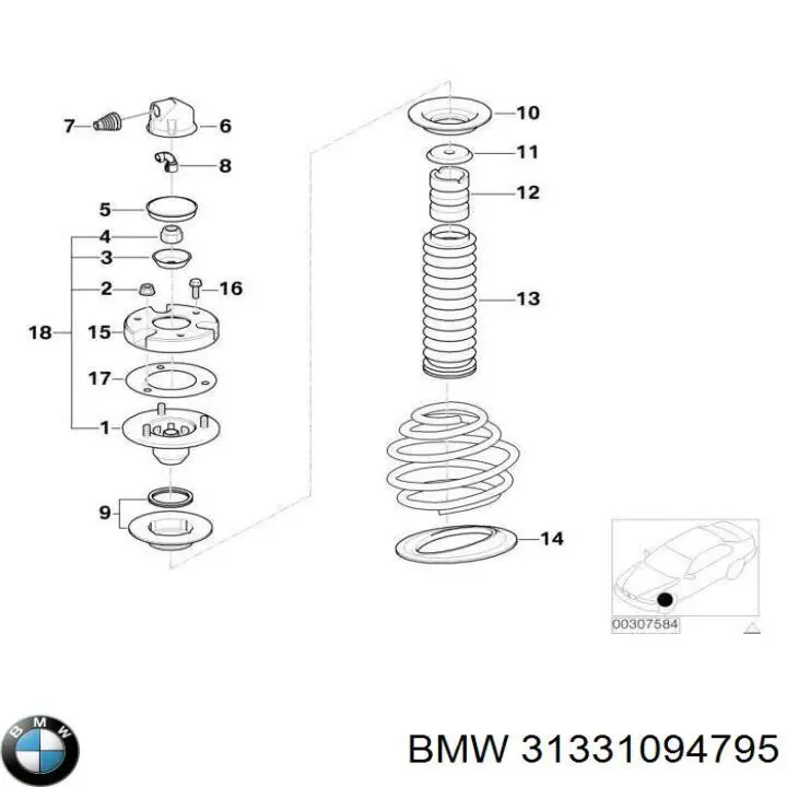 31331091234 BMW espaciador (anillo de goma Muelle Inferior Delantero)