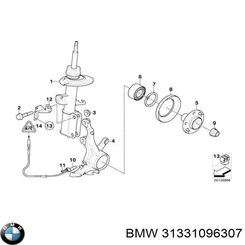 31331096307 BMW tornillo de montaje, amortiguador delantero