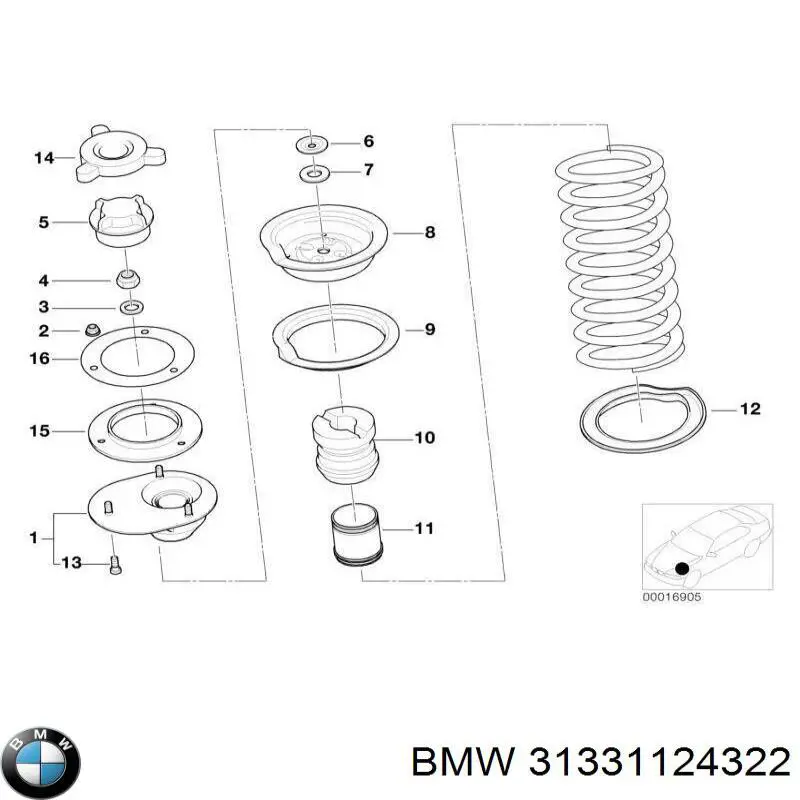 Espaciador (Anillo De Goma) Muelle Inferior Delantero para BMW 5 (E34)