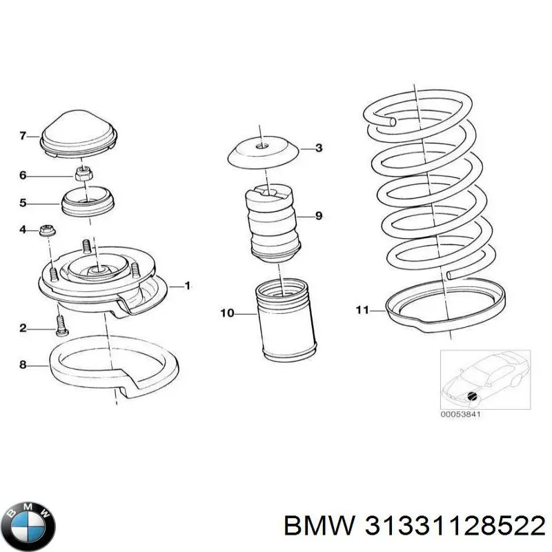 Caja de muelle, Eje delantero, arriba para BMW 5 (E34)