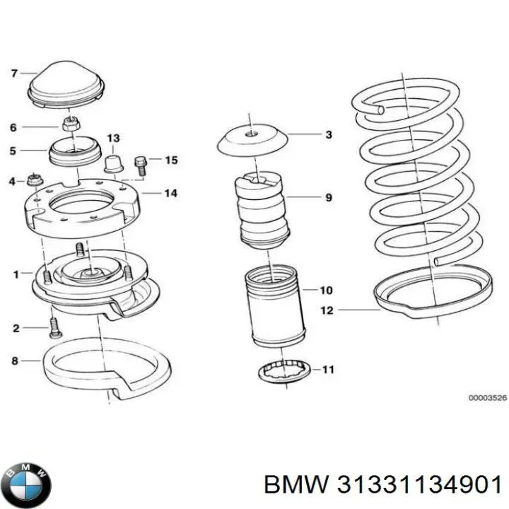 Rodamiento, copela amortiguador delantero para BMW 3 (E36)