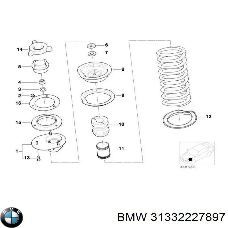 Cazoleta de amortiguador delantero izquierdo para BMW 3 (E36)