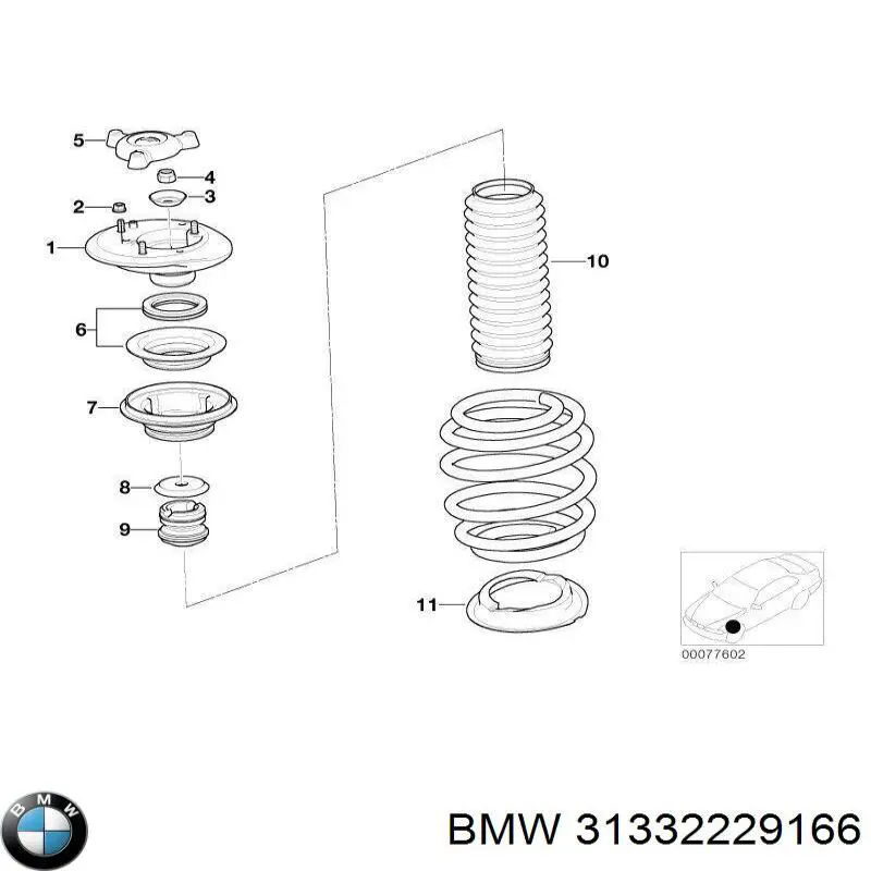 31332229166 BMW soporte amortiguador delantero derecho