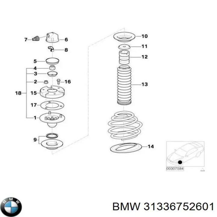 Espaciador (Anillo De Goma) Muelle Inferior Delantero para BMW 7 (E65, E66, E67)