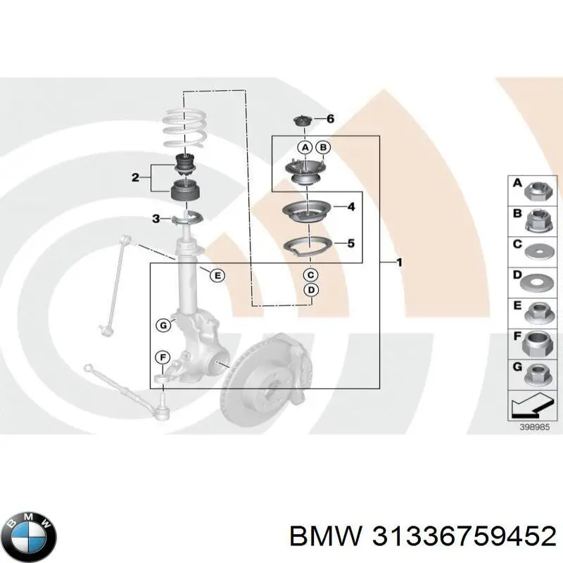 Plato superior metálico del resorte delantero BMW 31330302627