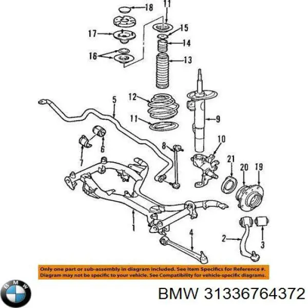Espaciador (Anillo De Goma) Muelle Inferior Delantero para BMW 3 (E92)
