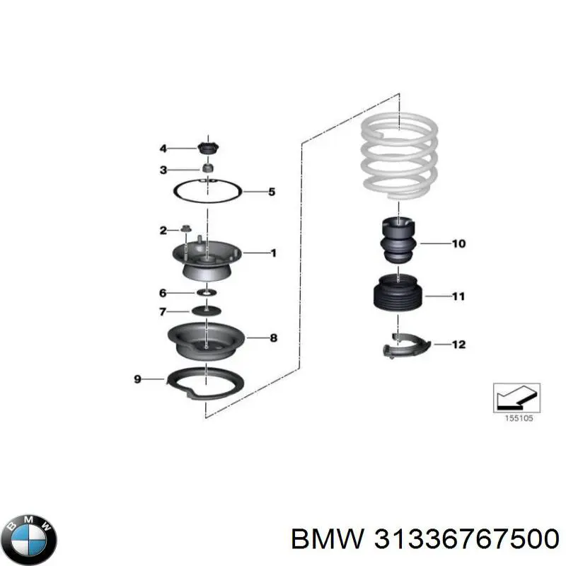 Aislador de resorte delantero superior BMW 31336767500 precio, desde 11,68 EUR