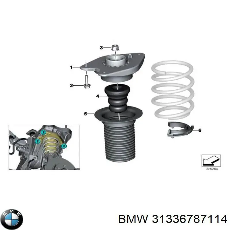 Comprar 31336787114 BMW Espaciador de goma inferior del resorte delantero