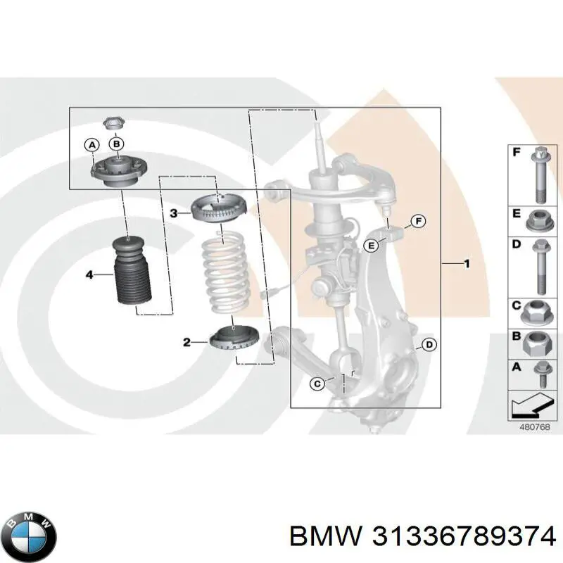 31336789374 BMW tope de amortiguador delantero, suspensión + fuelle