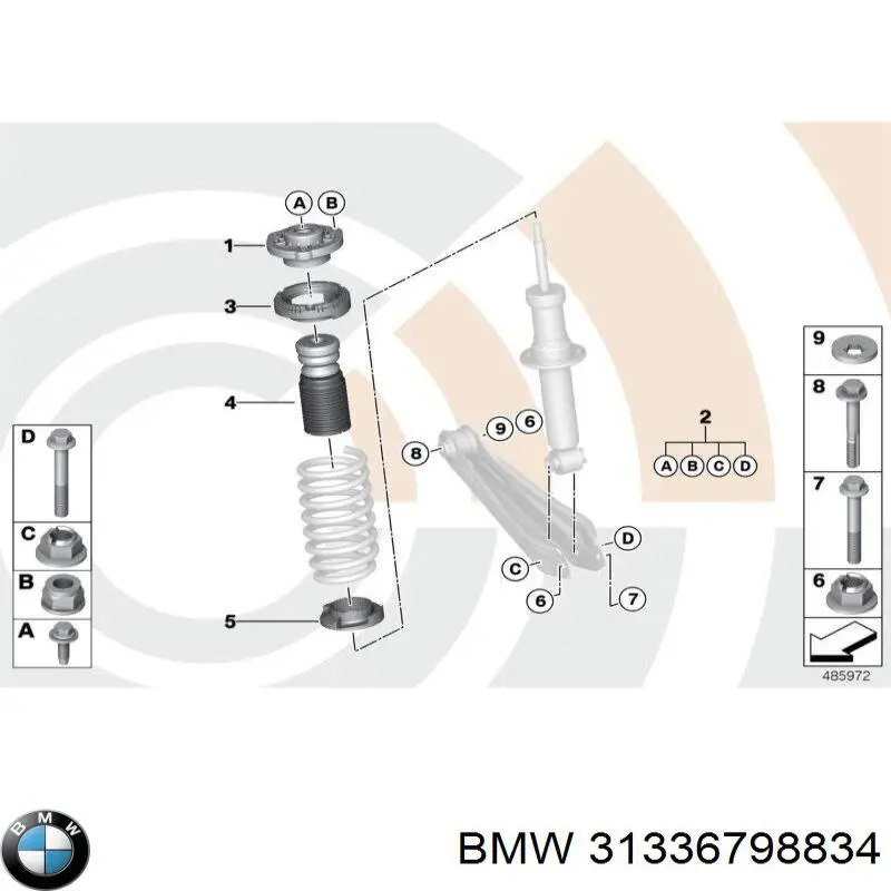 Caja de muelle, Eje delantero, arriba para BMW 5 (F10)